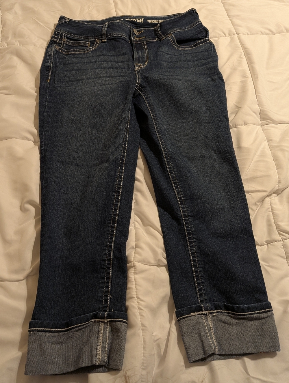 Wallflower Dark Blue Cropped Cuffed Jeans